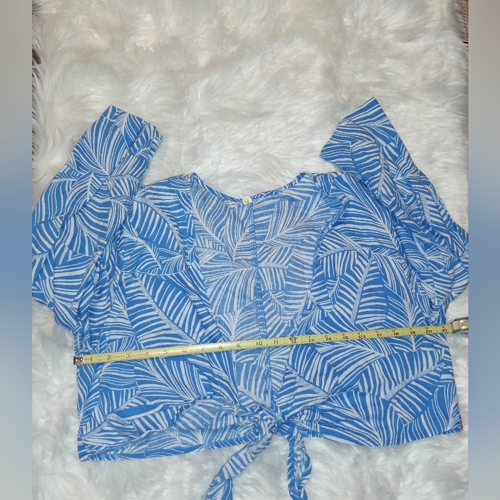 Blue Tropical Leaf Tie‑Front Crop Top | Wild Fable Target | Summer Resortwear